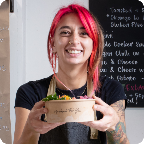 takeout bowl rainbow salad